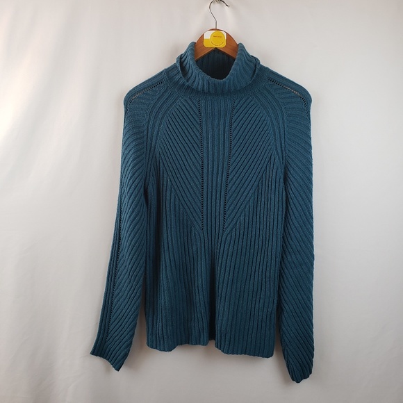 Sweaters - Womens Turtleneck Ribbed Sweater Sz Medium Blue